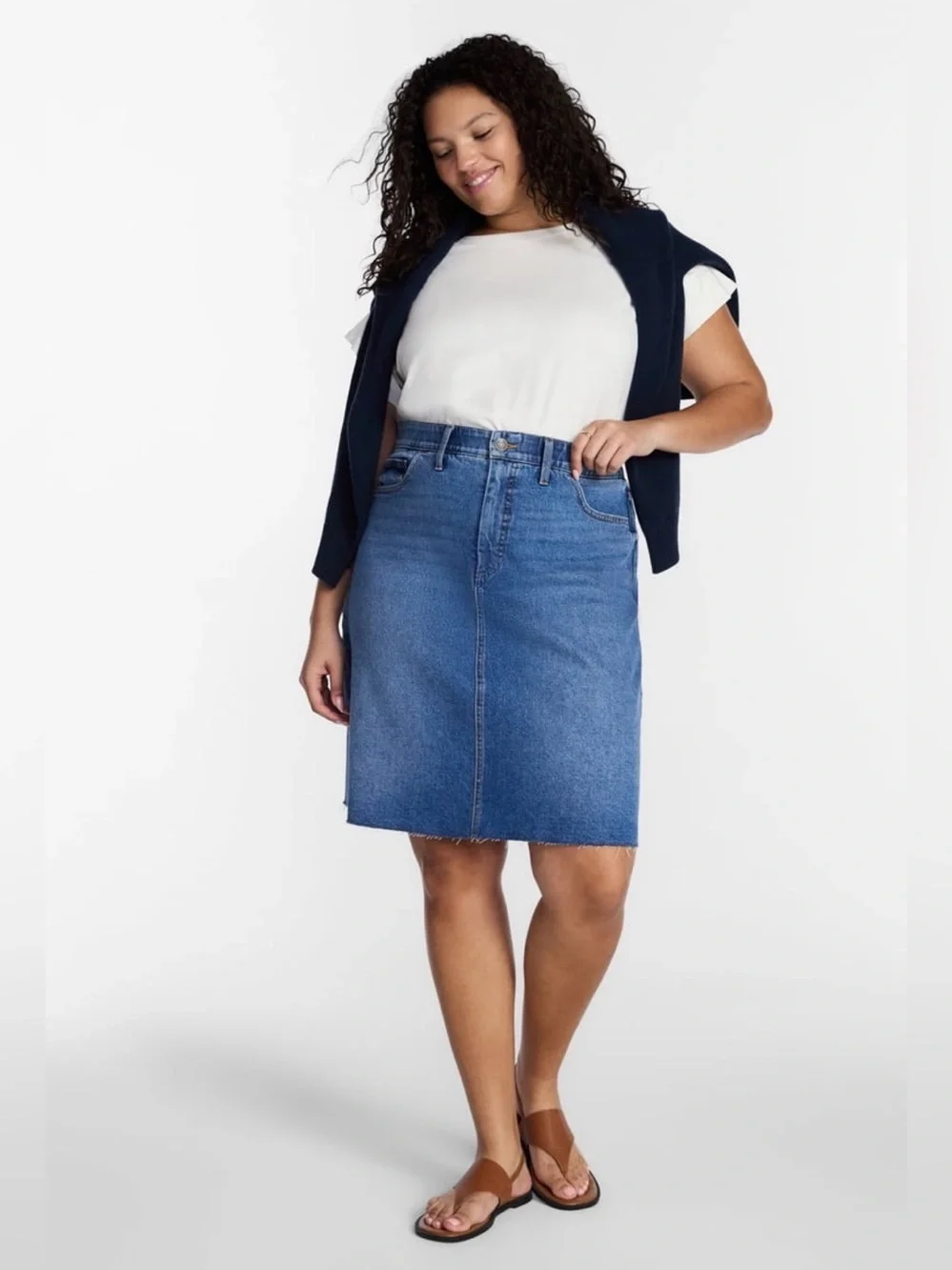 Terra & Sky Classic Blue Denim Knee-Length Skirt